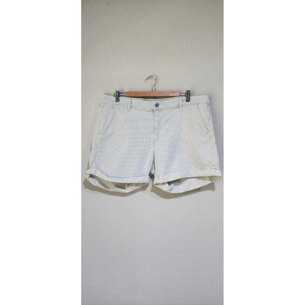 Levi's Shorts Womens 33 Blue & White Folded Hem Stripe Shorts
